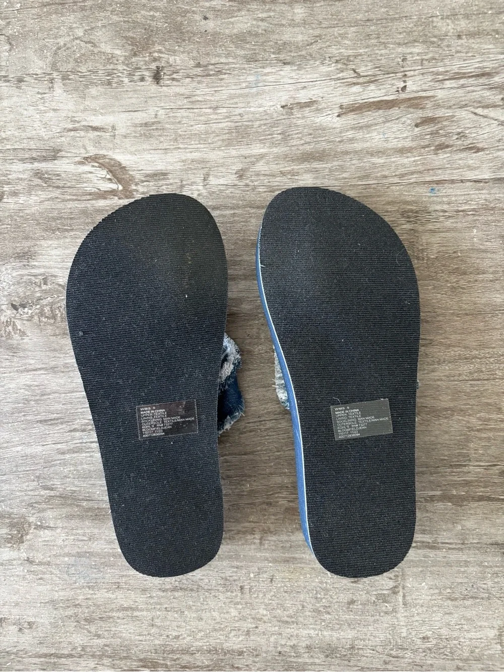 SO Bloomfield Thong Sandals Blue Denim Platform Flip Flops Women US 5 Boho Y2K